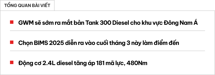 GWM Tank 300 sắp thêm bản máy dầu: Mạnh 181 mã lực, tiêu thụ hơn 7,1L/km, giá có thể rẻ hơn để cạnh tranh Santa Fe, Everest- Ảnh 1.