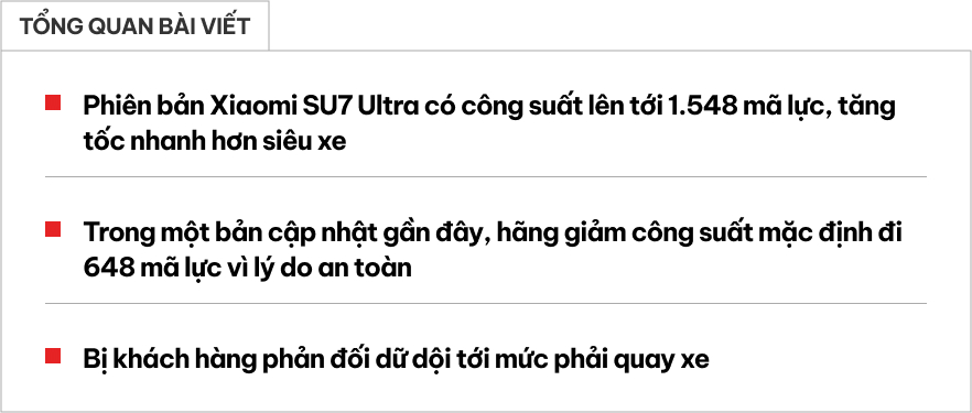Xiaomi ‘ăn bớt’ gần 650 mã lực sau khi cập nhật phần mềm xe, phải ‘quay xe’ vì người dùng phản ứng quá dữ dội- Ảnh 1. Xiaomi ‘ăn bớt’ gần 650 mã lực sau khi cập nhật phần mềm xe, phải ‘quay xe’ vì người dùng phản ứng quá dữ dội- Ảnh 1.