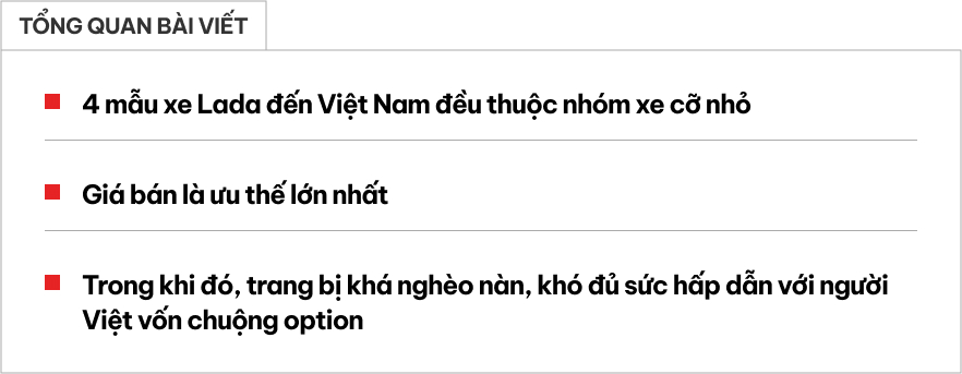 Bóc 4 xe Lada của Nga sắp vào Việt Nam: Granta đấu Attrage, Vesta cạnh tranh Vios, Niva và Niva Travel đối đầu Jimny bằng giá 'sốc', nhưng thiết kế, trang bị thì như đồ cổ- Ảnh 1.