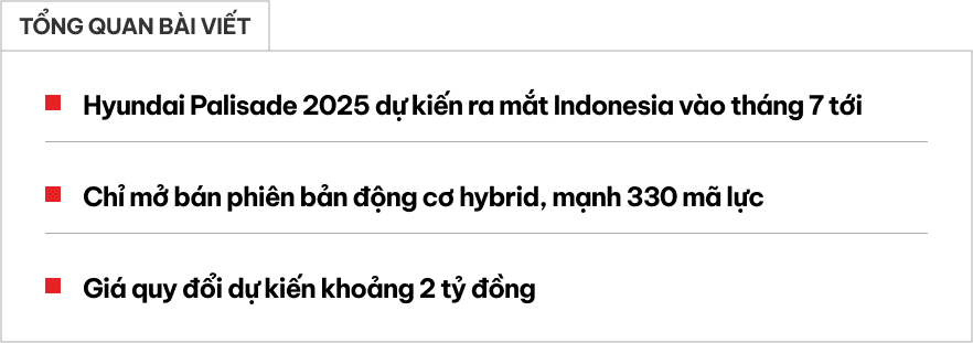 Hyundai Palisade đời mới rục rịch ra mắt ĐNÁ: Giá dự kiến quy đổi từ 2 tỷ đồng, 3 phiên bản, chỉ có hybrid, có thể sớm về Việt Nam- Ảnh 1. Hyundai Palisade đời mới rục rịch ra mắt ĐNÁ: Giá dự kiến quy đổi từ 2 tỷ đồng, 3 phiên bản, chỉ có hybrid, có thể sớm về Việt Nam- Ảnh 1.