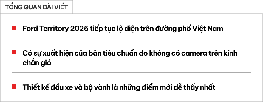 Lô xe Ford Territory 2025 đã lăn bánh trên đường phố Việt Nam, để lộ cụm đèn LED mới, mâm mới, dễ ra mắt trong thời gian gần cạnh tranh CX-5, Tucson- Ảnh 1. Lô xe Ford Territory 2025 đã lăn bánh trên đường phố Việt Nam, để lộ cụm đèn LED mới, mâm mới, dễ ra mắt trong thời gian gần cạnh tranh CX-5, Tucson- Ảnh 1.