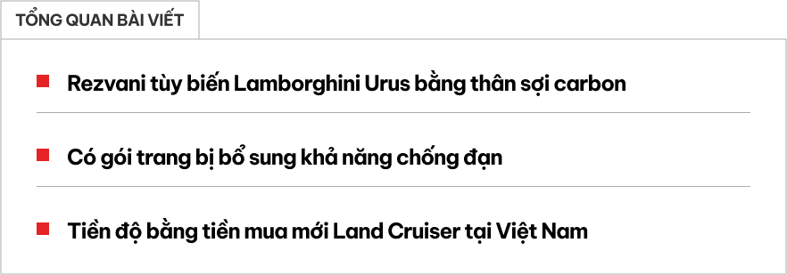 Lamborghini Urus có bản độ 'quái thú': Bọc thép chống đạn, đèn gây choáng, 800 mã lực, giá ngang Toyota Land Cruiser ở Việt Nam- Ảnh 1. Lamborghini Urus có bản độ 'quái thú': Bọc thép chống đạn, đèn gây choáng, 800 mã lực, giá ngang Toyota Land Cruiser ở Việt Nam- Ảnh 1.