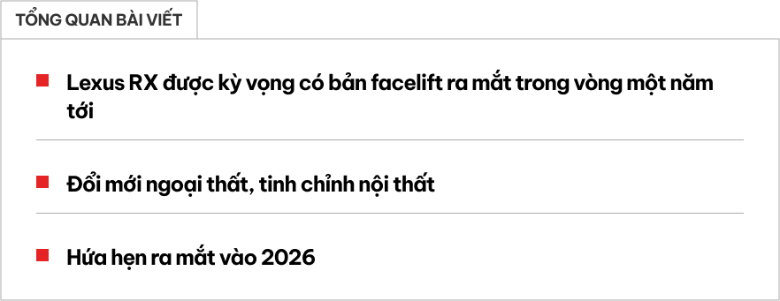 Lexus RX vừa 'rục rịch' đăng ký bản hybrid ở Việt Nam đã sắp có bản facelift trên toàn cầu- Ảnh 1. Lexus RX vừa 'rục rịch' đăng ký bản hybrid ở Việt Nam đã sắp có bản facelift trên toàn cầu- Ảnh 1.