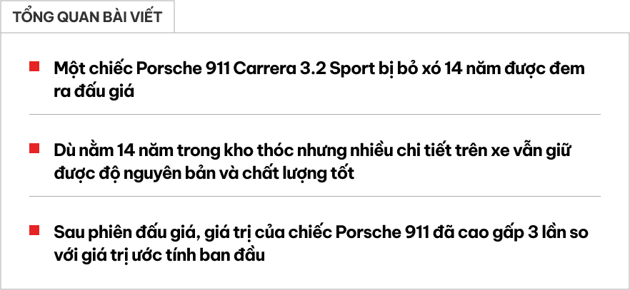 Porsche 911 bị bỏ xó 14 năm được dân chơi trả giá gấp 3 lần ước tính ban đầu nhờ 2 yếu tố- Ảnh 1. Porsche 911 bị bỏ xó 14 năm được dân chơi trả giá gấp 3 lần ước tính ban đầu nhờ 2 yếu tố- Ảnh 1.