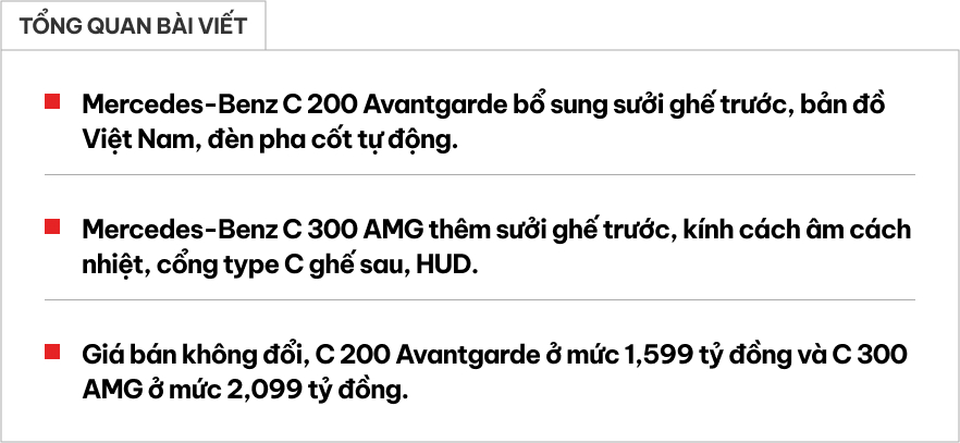 Mercedes-Benz C-Class nâng cấp tại Việt Nam: Thêm HUD, sưởi và một số tiện nghi khác, giá không đổi làm khó 3 Series- Ảnh 1. Mercedes-Benz C-Class nâng cấp tại Việt Nam: Thêm HUD, sưởi và một số tiện nghi khác, giá không đổi làm khó 3 Series- Ảnh 1.