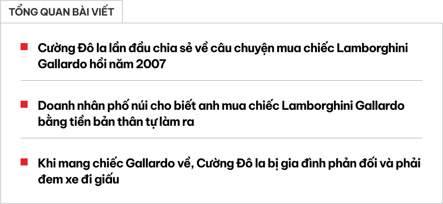 Cường Đô la 'trải lòng' chuyện mua chiếc Lamborghini đầu tiên Việt Nam: 'Mua bằng tiền tự kiếm, bị gia đình phản đối nên phải mang xe đi giấu’- Ảnh 1. Cường Đô la 'trải lòng' chuyện mua chiếc Lamborghini đầu tiên Việt Nam: 'Mua bằng tiền tự kiếm, bị gia đình phản đối nên phải mang xe đi giấu’- Ảnh 1.