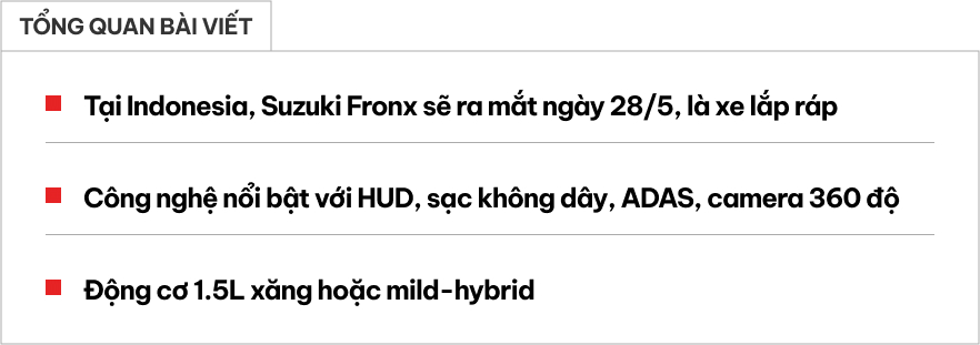Suzuki Fronx bán tại Việt Nam mà trang bị thế này thì làm khó Raize, Sonet: Có HUD, camera 360, hybrid, nhiều tính năng ADAS độc nhất phân khúc- Ảnh 1. Suzuki Fronx bán tại Việt Nam mà trang bị thế này thì làm khó Raize, Sonet: Có HUD, camera 360, hybrid, nhiều tính năng ADAS độc nhất phân khúc- Ảnh 1.