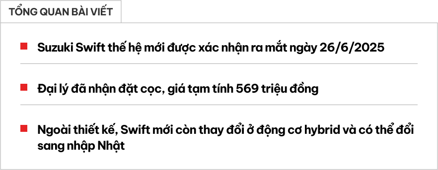 Suzuki Swift chốt ra mắt Việt Nam tháng này: Giá tạm tính 569 triệu đồng, thêm hybrid, đổi nhập Nhật có đủ làm khó Mazda2?- Ảnh 1.