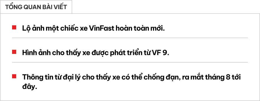 Lộ ảnh xe VinFast mới: Nhiều chi tiết giống VF 9, có thể chống đạn, đại lý báo ra mắt tháng 8 tới- Ảnh 1.
