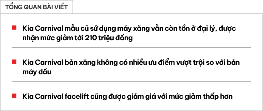 Kia Carnival bản xăng cao nhất giảm tới 210 triệu đồng tại đại lý, giá thực tế còn 1,549 tỷ đồng nhưng phải đánh đổi 1 thứ- Ảnh 1. Kia Carnival bản xăng cao nhất giảm tới 210 triệu đồng tại đại lý, giá thực tế còn 1,549 tỷ đồng nhưng phải đánh đổi 1 thứ- Ảnh 1.