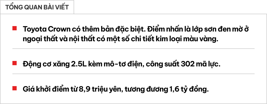'Xe chủ tịch' Toyota Crown có bản đặc biệt: Giá quy đổi từ 1,6 tỷ đồng nhưng muốn mua chưa chắc bạn đã mua được- Ảnh 1. 'Xe chủ tịch' Toyota Crown có bản đặc biệt: Giá quy đổi từ 1,6 tỷ đồng nhưng muốn mua chưa chắc bạn đã mua được- Ảnh 1.