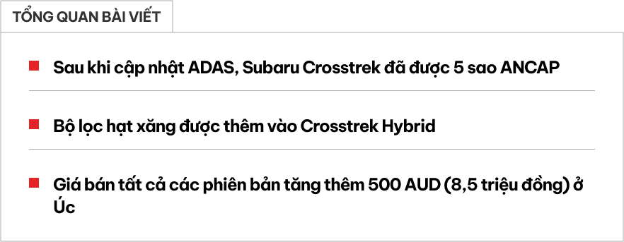 Subaru Crosstrek 2025 ra mắt: Thêm an toàn, 5 sao ANCAP, nhưng bản hybrid chỉ còn 134 mã lực, giá tăng nhẹ- Ảnh 1. Subaru Crosstrek 2025 ra mắt: Thêm an toàn, 5 sao ANCAP, nhưng bản hybrid chỉ còn 134 mã lực, giá tăng nhẹ- Ảnh 1.