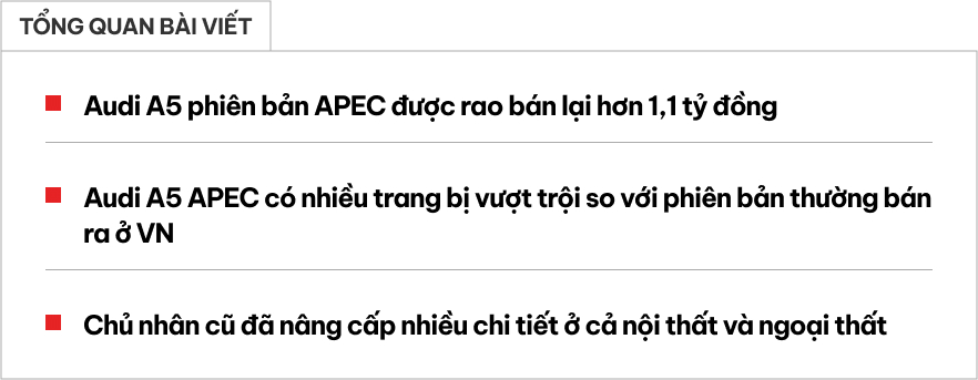 Chiếc Audi A5 phiên bản APEC giá 1,1 tỷ đồng này sẽ khiến người dùng phải cân nhắc thay vì mua Toyota Camry- Ảnh 1. Chiếc Audi A5 phiên bản APEC giá 1,1 tỷ đồng này sẽ khiến người dùng phải cân nhắc thay vì mua Toyota Camry- Ảnh 1.