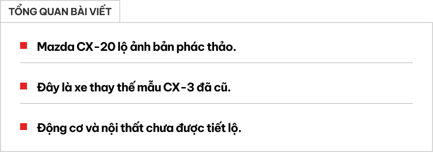 Mazda CX-20 sắp ra mắt, đấu Toyota Yaris Cross, có điểm như CX-5- Ảnh 1. Mazda CX-20 sắp ra mắt, đấu Toyota Yaris Cross, có điểm như CX-5- Ảnh 1.