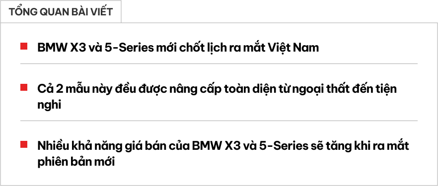 BMW X3 và 5-Series thế hệ mới chốt lịch ra mắt Việt Nam: Thay đổi diện mạo, bạt ngàn công nghệ- Ảnh 1. BMW X3 và 5-Series thế hệ mới chốt lịch ra mắt Việt Nam: Thay đổi diện mạo, bạt ngàn công nghệ- Ảnh 1.