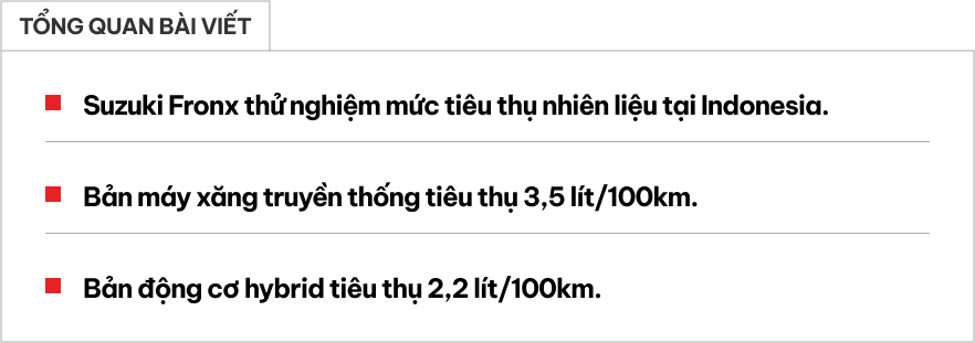 Suzuki Fronx test thực tế chỉ từ 2,2 lít/100km, về Việt Nam nếu chạy Hà Nội - Ninh Bình đều chân tốn nửa cốc trà sữa- Ảnh 1.