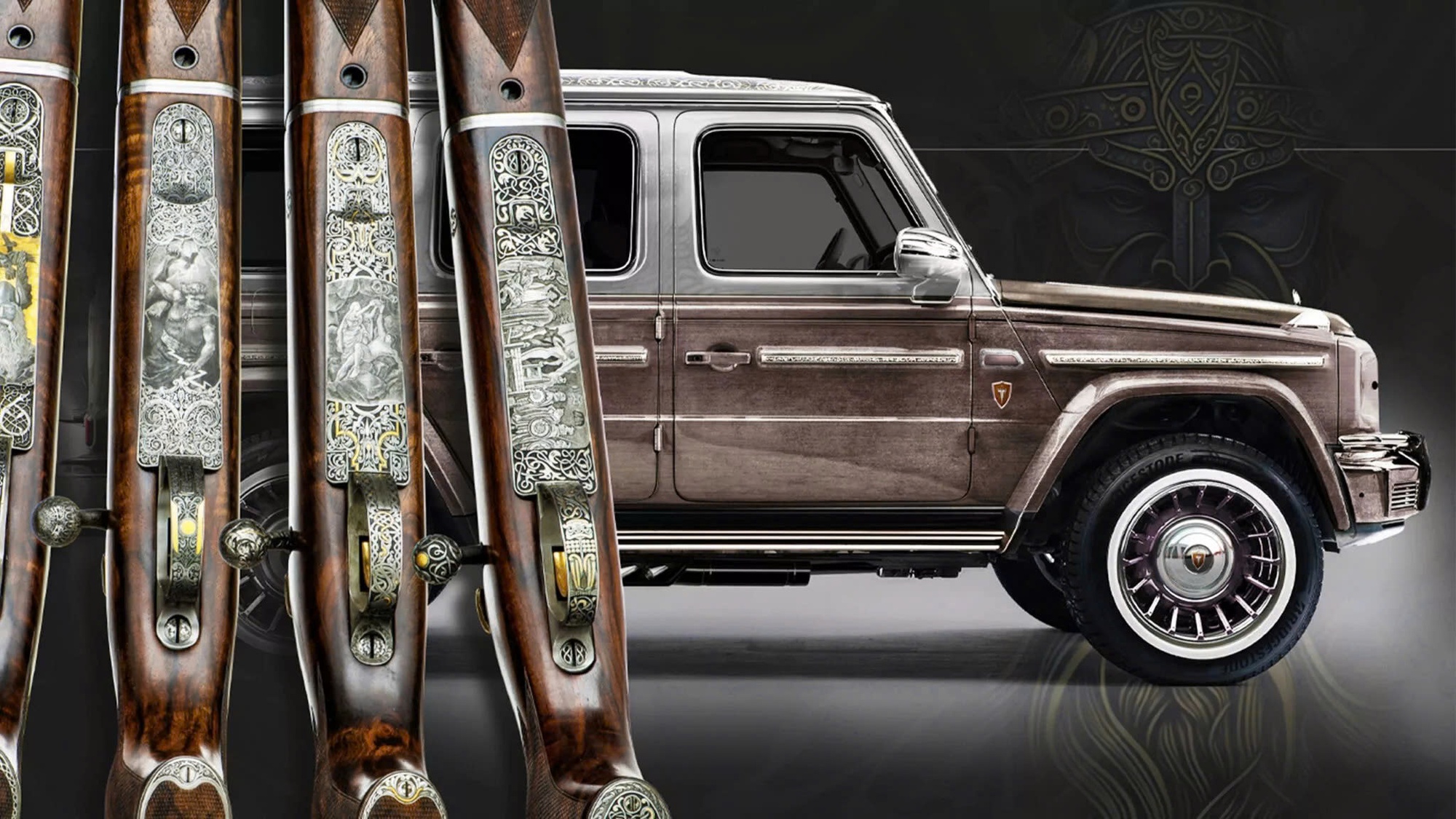 Bản độ Mercedes-AMG G63 cực độc lấy cảm hứng từ 4 khẩu súng nổi tiếng: Trần xe chạm khắc thủ công, ghế ngồi từ da bò nguyên tấm và da hải cẩu, cốp xe ẩn chứa điều đặc biệt- Ảnh 2.