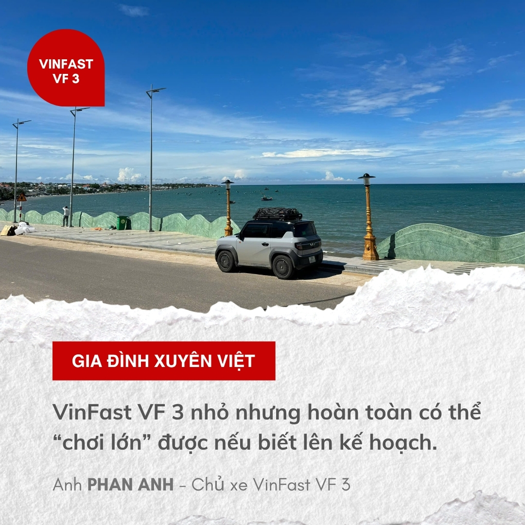 Gia đình 4 người xuyên Việt bằng VinFast VF 3: 'Tiết kiệm 20 triệu đồng so với xe xăng, muốn xuyên ĐNÁ'- Ảnh 2. Gia đình 4 người xuyên Việt bằng VinFast VF 3: 'Tiết kiệm 20 triệu đồng so với xe xăng, muốn xuyên ĐNÁ'- Ảnh 2.