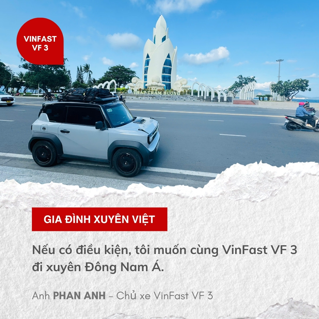 Gia đình 4 người xuyên Việt bằng VinFast VF 3: 'Tiết kiệm 20 triệu đồng so với xe xăng, muốn xuyên ĐNÁ'- Ảnh 5. Gia đình 4 người xuyên Việt bằng VinFast VF 3: 'Tiết kiệm 20 triệu đồng so với xe xăng, muốn xuyên ĐNÁ'- Ảnh 5.