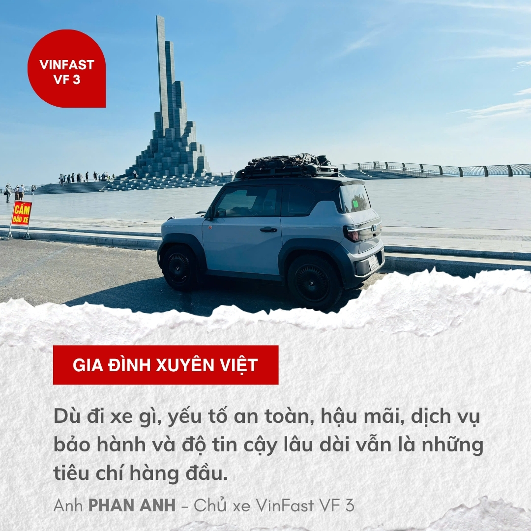 Gia đình 4 người xuyên Việt bằng VinFast VF 3: 'Tiết kiệm 20 triệu đồng so với xe xăng, muốn xuyên ĐNÁ'- Ảnh 6. Gia đình 4 người xuyên Việt bằng VinFast VF 3: 'Tiết kiệm 20 triệu đồng so với xe xăng, muốn xuyên ĐNÁ'- Ảnh 6.