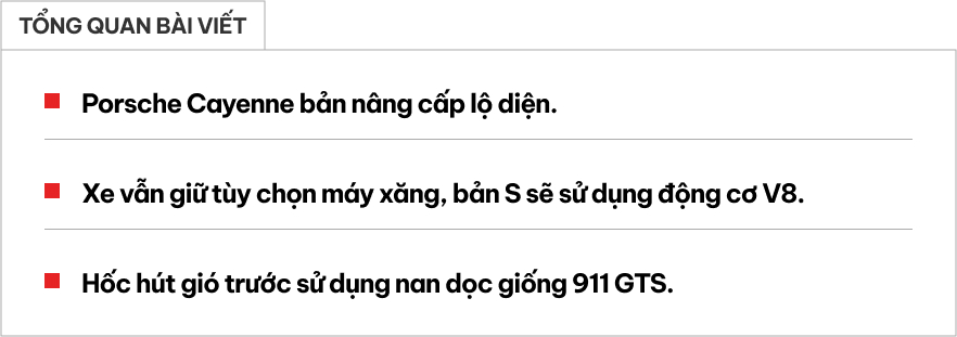 Lộ ảnh Porsche Cayenne mới: Vẫn giữ động cơ xăng, có chi tiết giống 911 GTS thế hệ mới nhất tại Việt Nam, ra mắt năm 2027- Ảnh 1. Lộ ảnh Porsche Cayenne mới: Vẫn giữ động cơ xăng, có chi tiết giống 911 GTS thế hệ mới nhất tại Việt Nam, ra mắt năm 2027- Ảnh 1.