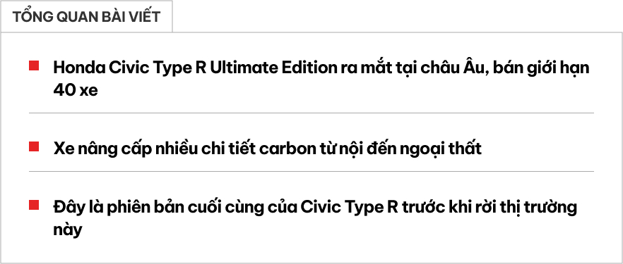 Honda Civic Type R nâng cấp nhiều đồ chơi để... khai tử tại một thị trường, khách Việt có thể tham khảo để biến xe của mình thêm cá tính- Ảnh 1.