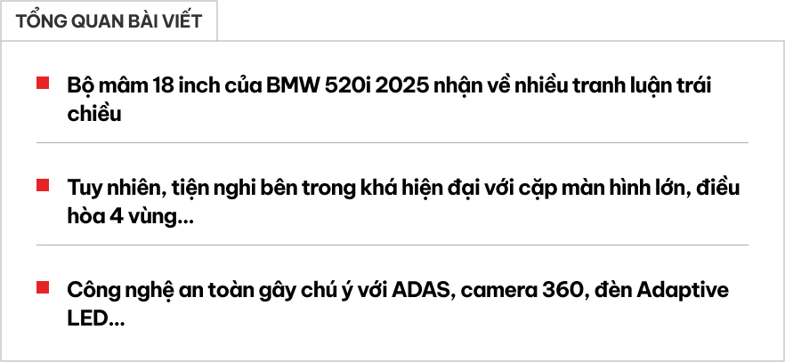 Bỏ qua bộ mâm bị CĐM 'mổ xẻ' nhiều, BMW 520i giá 2,589 tỷ đồng có nhiều 'option' rất xịn: ADAS, camera 360 chỉ là một phần- Ảnh 1.