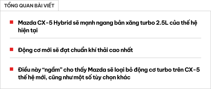 Mazda CX-5 đời mới sẽ có bản hybrid mạnh tương đương bản 2.5L turbo nhưng tiết kiệm, không lo chuẩn khí thải nếu về Việt Nam- Ảnh 1.