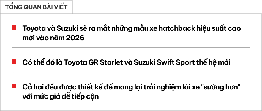Toyota sắp ra mẫu 'song sinh' với Suzuki Swift Sport: Ngang cỡ Morning, lái chất như xe đua, giá 'mềm' cho người mê xe ít vốn- Ảnh 1.