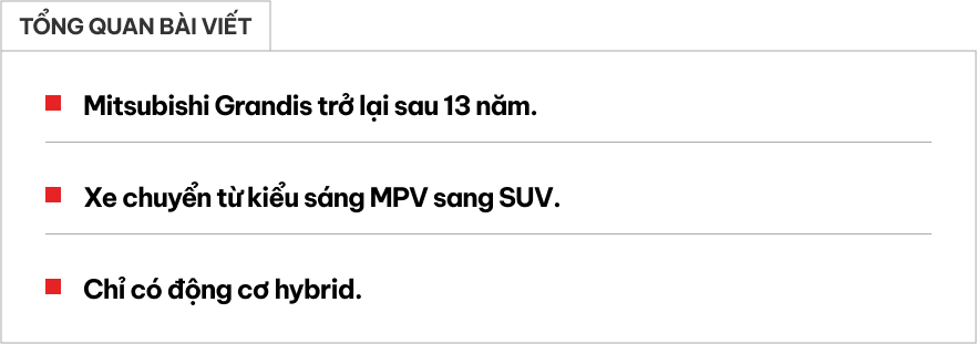 'Huyền thoại một thời' Mitsubishi Grandis hồi sinh sau 13 năm: Là xe SUV hợp thời hơn, động cơ hybrid- Ảnh 1.