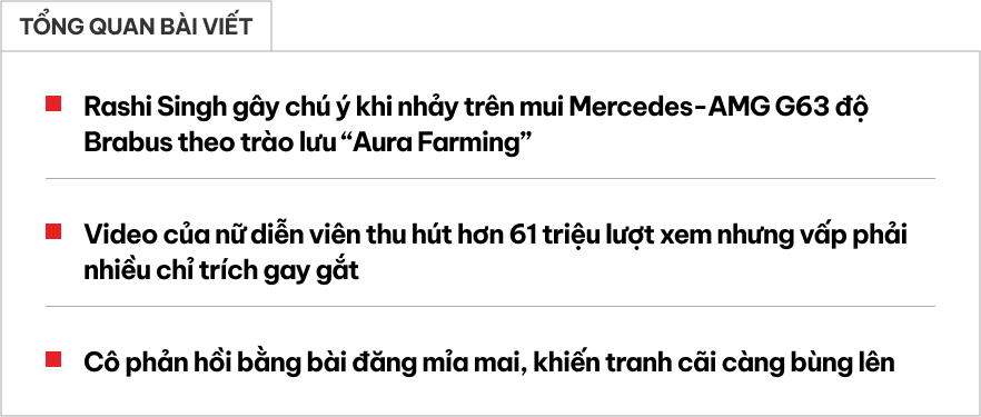 Đứng trên Mercedes G-Class đu trend 'Aura Farming', nữ diễn viên bị CĐM ném đá: 'Khoe của, xúc phạm thương hiệu'- Ảnh 1.