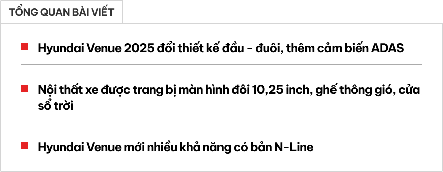 Hyundai Venue 2025 nhiều khả năng trông sẽ như thế này: Ngoại hình như Palisade thu nhỏ, ADAS, có bản N Line- Ảnh 1.