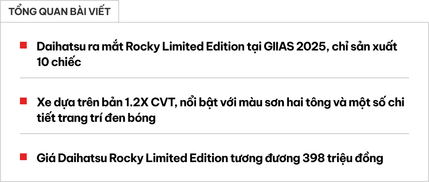 'Toyota Raize' bổ sung bản đặc biệt: Hai tông màu, giới hạn chỉ 10 chiếc, giá quy đổi chỉ gần 400 triệu đồng- Ảnh 1.
