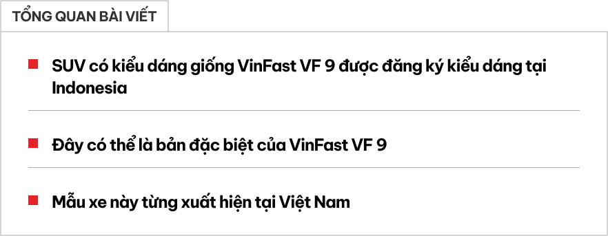 SUV VinFast mới giống VF 9 có bản thiết kế rõ nét mọi góc cạnh: Mặt khác hoàn toàn 'xe gốc', người Việt tham gia 'tạo hình'- Ảnh 1. SUV VinFast mới giống VF 9 có bản thiết kế rõ nét mọi góc cạnh: Mặt khác hoàn toàn 'xe gốc', người Việt tham gia 'tạo hình'- Ảnh 1.
