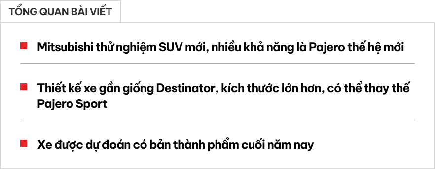 Xem trước Mitsubishi Pajero đời mới: Nhiều nét giống Destinator nhưng lớn hơn, động cơ hybrid khủng, có thể thế chỗ Pajero Sport- Ảnh 1. Xem trước Mitsubishi Pajero đời mới: Nhiều nét giống Destinator nhưng lớn hơn, động cơ hybrid khủng, có thể thế chỗ Pajero Sport- Ảnh 1.