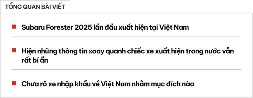 Subaru Forester 2025 lần đầu xuất hiện tại Việt Nam: Thiết kế lột xác hoàn toàn, có thể nhập Nhật, bán chính hãng sẽ khó rẻ- Ảnh 1.