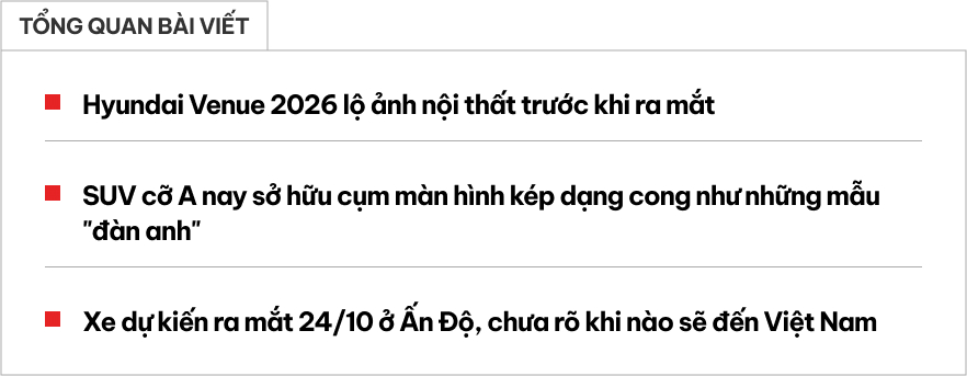 Hyundai Venue 2026 có thể làm khó Suzuki Fronx sắp ra mắt Việt Nam: Màn kép cong như Creta, loa siêu trầm, ADAS- Ảnh 1. Hyundai Venue 2026 có thể làm khó Suzuki Fronx sắp ra mắt Việt Nam: Màn kép cong như Creta, loa siêu trầm, ADAS- Ảnh 1.