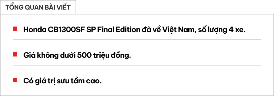 Honda CB1300SF SP Final Edition về Việt Nam giá có thể hơn 500 triệu: Được mệnh danh là 'ông vua nakebike', bản cuối cùng được sản xuất- Ảnh 1.