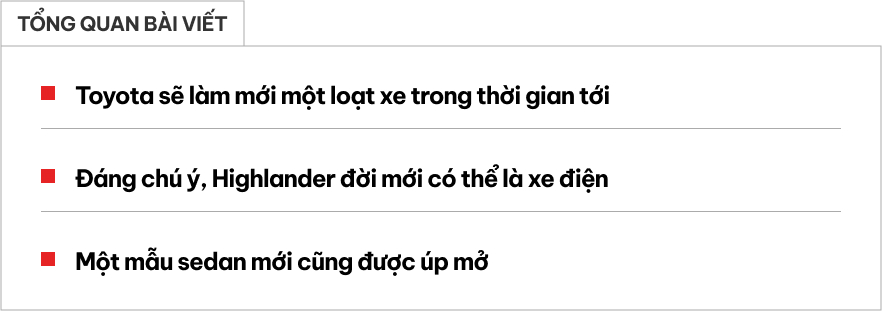Toyota sắp ra mắt loạt xe mới: Cả sedan và SUV, có đời mới của mẫu từng được giới nhập tư ồ ạt đưa về Việt Nam- Ảnh 1. Toyota sắp ra mắt loạt xe mới: Cả sedan và SUV, có đời mới của mẫu từng được giới nhập tư ồ ạt đưa về Việt Nam- Ảnh 1.
