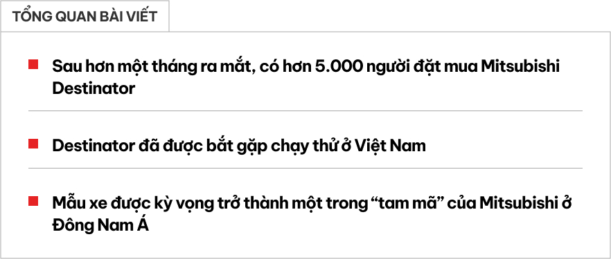 Mitsubishi Destinator ra mắt hơn tháng đã có 5.000 người ở đây đặt mua, gần bằng Yaris Cross bán nửa năm ở Việt Nam- Ảnh 1. Mitsubishi Destinator ra mắt hơn tháng đã có 5.000 người ở đây đặt mua, gần bằng Yaris Cross bán nửa năm ở Việt Nam- Ảnh 1.