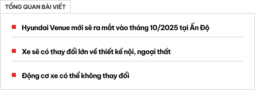 Hyundai Venue mới ra mắt tháng 10: Thiết kế góc cạnh kiểu Palisade, có thể nâng cấp ADAS cạnh tranh Raize, Sonet- Ảnh 1.