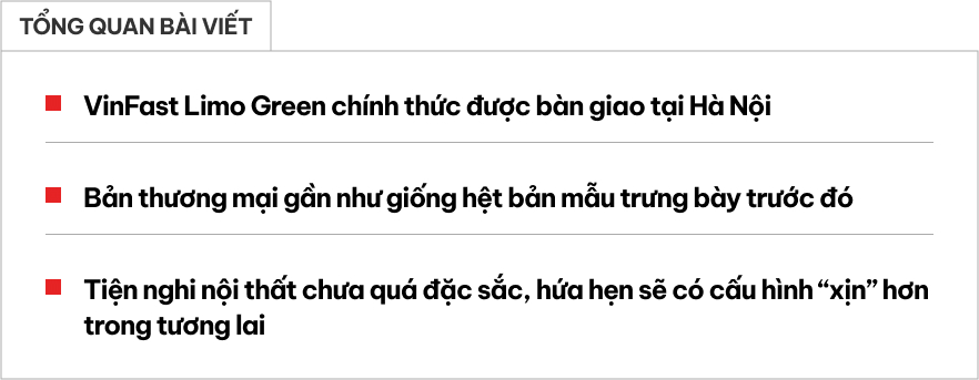Ảnh thực tế VinFast Limo Green giá 749 triệu đồng đầu tiên bàn giao: 3 hàng ghế rộng thoáng, màn hình to nét, nhiều chi tiết cho thấy bản cá nhân sẽ còn wow hơn- Ảnh 1. Ảnh thực tế VinFast Limo Green giá 749 triệu đồng đầu tiên bàn giao: 3 hàng ghế rộng thoáng, màn hình to nét, nhiều chi tiết cho thấy bản cá nhân sẽ còn wow hơn- Ảnh 1.