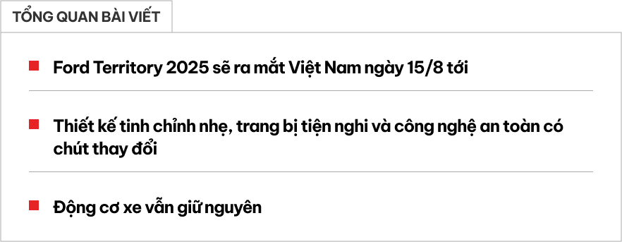 Lộ thay đổi trên Ford Territory 2025 cho khách Việt tham khảo trước khi 'chốt cọc': Thêm tiện ích, cắt một công nghệ từng vượt CX-5, Tucson- Ảnh 1.