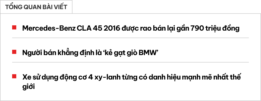 Rao Mercedes-AMG CLA 45 giá chưa đến 800 triệu đồng, người bán chia sẻ: ‘Civic nghe là lạnh sống lưng’- Ảnh 1.