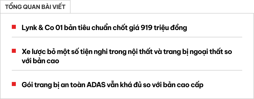 Chi tiết Lynk & Co 01 bản 'base' vừa ra mắt: Giá rẻ hơn 80 triệu đồng, bỏ một số tính năng nhưng vẫn còn ADAS- Ảnh 1. Chi tiết Lynk & Co 01 bản 'base' vừa ra mắt: Giá rẻ hơn 80 triệu đồng, bỏ một số tính năng nhưng vẫn còn ADAS- Ảnh 1.
