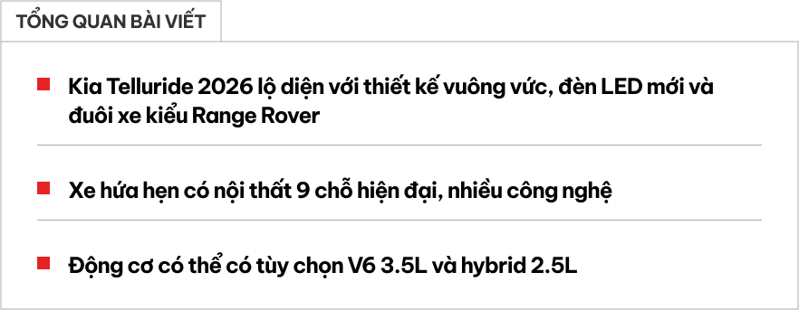 Xem trước đời mới của Kia Telluride mà người Việt chờ đã lâu: Thiết kế góc cạnh kiểu Palisade, thêm động cơ hybrid- Ảnh 1. Xem trước đời mới của Kia Telluride mà người Việt chờ đã lâu: Thiết kế góc cạnh kiểu Palisade, thêm động cơ hybrid- Ảnh 1.