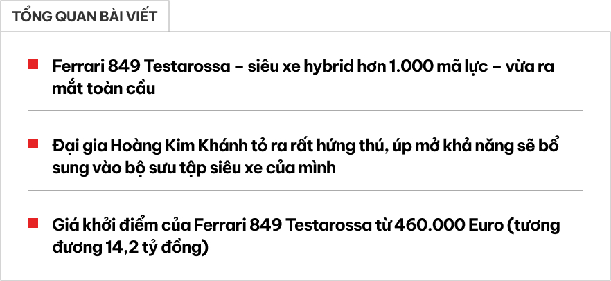 Ferrari 849 Testarossa vừa ra mắt đã khiến 1 đại gia Việt mê mẩn, muốn sở hữu lắm rồi nhưng vẫn phải hỏi qua ý kiến… ‘nóc nhà’- Ảnh 1.