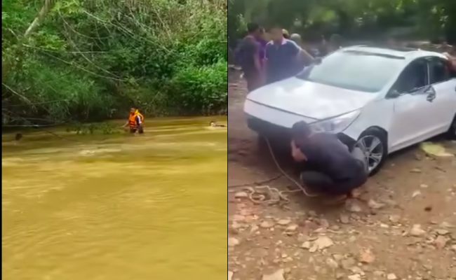 Nữ tài xế lao xe xuống suối khiến 3 người bị thương: Camera nhà dân ghi lại khoảnh khắc trước tai nạn- Ảnh 1.