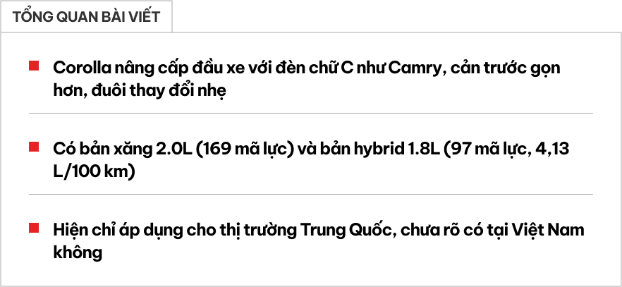 Toyota Altis tại Việt Nam mà thay đổi như bản mới lộ diện này thì dễ hot: Trông như tiểu Camry với nhiều chi tiết thể thao hơn- Ảnh 1. Toyota Altis tại Việt Nam mà thay đổi như bản mới lộ diện này thì dễ hot: Trông như tiểu Camry với nhiều chi tiết thể thao hơn- Ảnh 1.