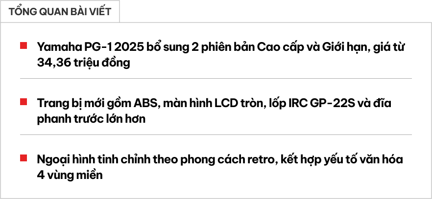Yamaha PG-1 2025 ra mắt Việt Nam: Bản tầm trung từ hơn 34 triệu đồng, thêm ABS, màn hình điện tử, lốp tinh chỉnh hợp dân phượt- Ảnh 1.